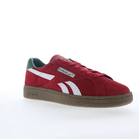 Reebok Club C Grounds UK Mens Red Suede Lace Up Lifestyle Sneakers Shoes