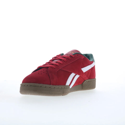 Reebok Club C Grounds UK Mens Red Suede Lace Up Lifestyle Sneakers Shoes