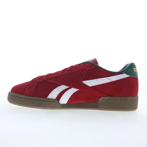 Reebok Club C Grounds UK Mens Red Suede Lace Up Lifestyle Sneakers Shoes