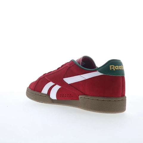 Reebok Club C Grounds UK Mens Red Suede Lace Up Lifestyle Sneakers Shoes