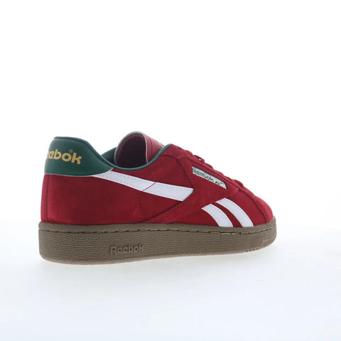 Reebok Club C Grounds UK Mens Red Suede Lace Up Lifestyle Sneakers Shoes