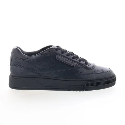 Reebok Club C LTD Mens Black Leather Lace Up Lifestyle Sneakers Shoes