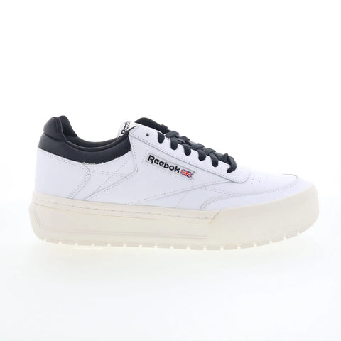 Reebok Club C Megacourt Mens White Leather Lace Up Lifestyle Sneakers Shoes