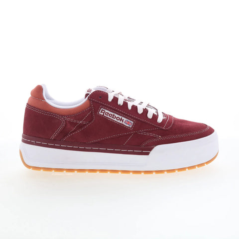 Reebok Club C Megacourt Mens Red Suede Lace Up Lifestyle Sneakers Shoes