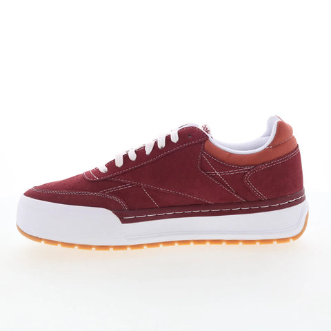 Reebok Club C Megacourt Mens Red Suede Lace Up Lifestyle Sneakers Shoes