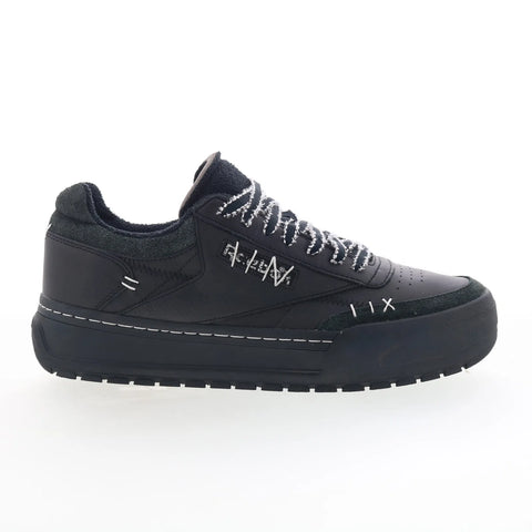 Reebok Club C Megacourt Mens Black Leather Lace Up Lifestyle Sneakers Shoes