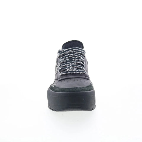 Reebok Club C Megacourt Mens Black Leather Lace Up Lifestyle Sneakers Shoes