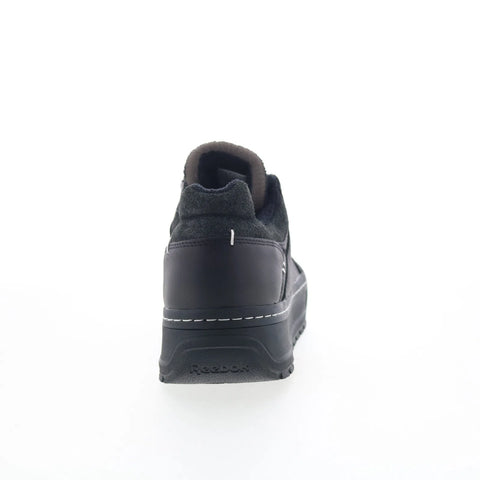 Reebok Club C Megacourt Mens Black Leather Lace Up Lifestyle Sneakers Shoes