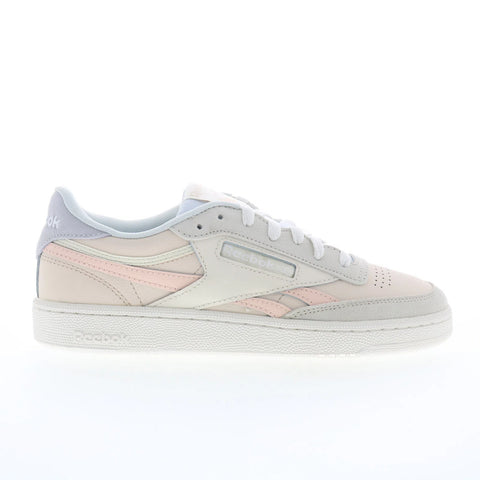 Reebok Club C Revenge Womens Beige Leather Lace Up Lifestyle Sneakers Shoes
