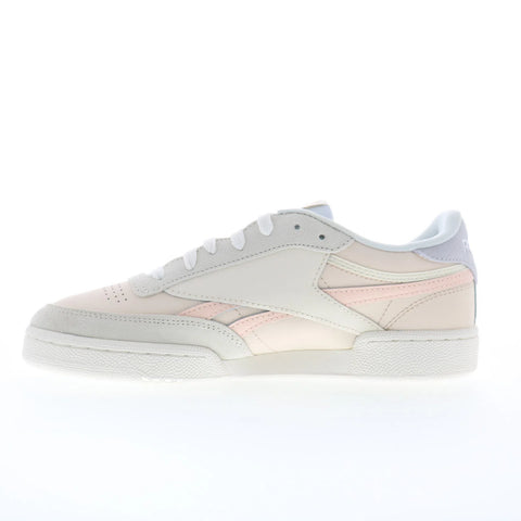 Reebok Club C Revenge Womens Beige Leather Lace Up Lifestyle Sneakers Shoes