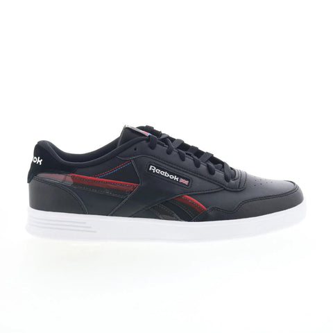 Reebok Club Memt Mens Black Leather Lace Up Lifestyle Sneakers Shoes