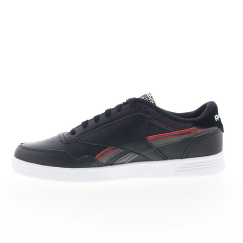 Reebok Club Memt Mens Black Leather Lace Up Lifestyle Sneakers Shoes