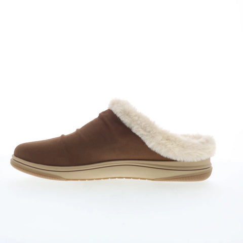 Clarks Coast Shine 26171728 Womens Brown Canvas Strap Clogs Slippers Shoes
