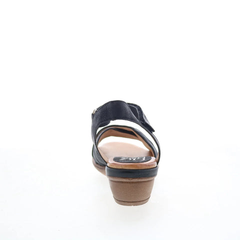 Miz Mooz Collette Womens Black Leather Strap Heeled Sandals Shoes