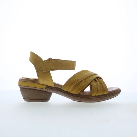 Miz Mooz Collette Womens Yellow Leather Strap Heeled Sandals Shoes