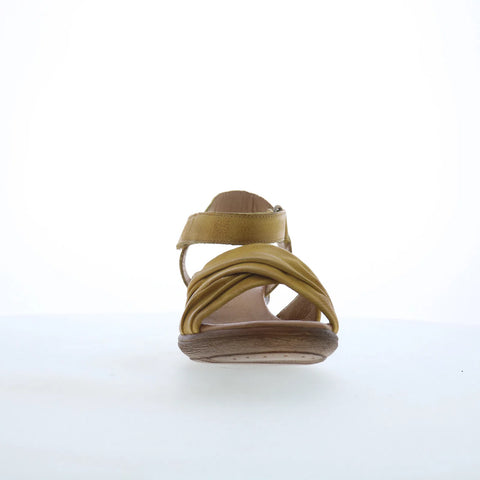 Miz Mooz Collette Womens Yellow Leather Strap Heeled Sandals Shoes
