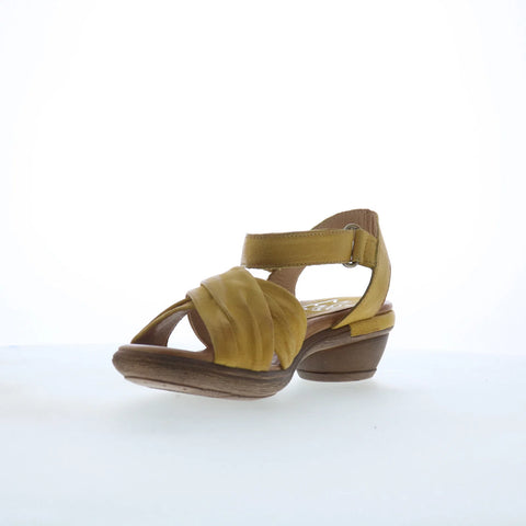 Miz Mooz Collette Womens Yellow Leather Strap Heeled Sandals Shoes