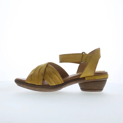 Miz Mooz Collette Womens Yellow Leather Strap Heeled Sandals Shoes