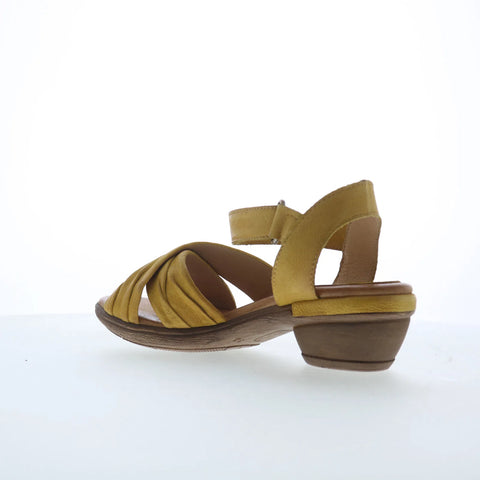 Miz Mooz Collette Womens Yellow Leather Strap Heeled Sandals Shoes