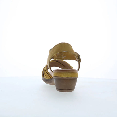 Miz Mooz Collette Womens Yellow Leather Strap Heeled Sandals Shoes