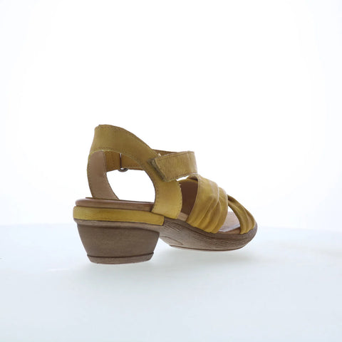 Miz Mooz Collette Womens Yellow Leather Strap Heeled Sandals Shoes