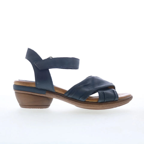 Miz Mooz Collette Womens Blue Leather Strap Heeled Sandals Shoes