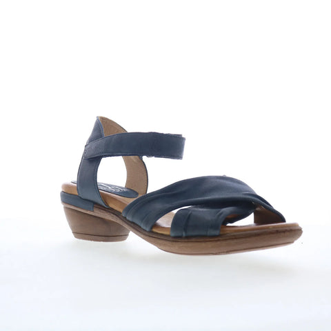 Miz Mooz Collette Womens Blue Leather Strap Heeled Sandals Shoes