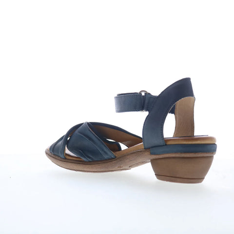 Miz Mooz Collette Womens Blue Leather Strap Heeled Sandals Shoes