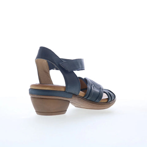 Miz Mooz Collette Womens Blue Leather Strap Heeled Sandals Shoes