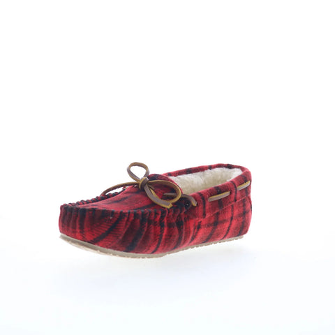 Minnetonka Comfy Moc 4000602 Womens Red Canvas Loafer Slippers Shoes