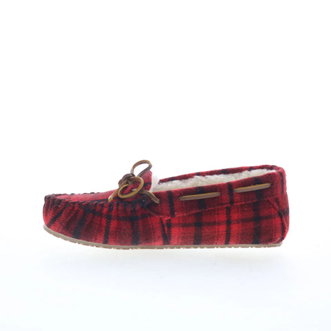 Minnetonka Comfy Moc 4000602 Womens Red Canvas Loafer Slippers Shoes