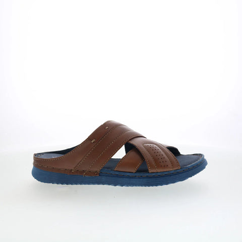 Pajar Como 47000 Mens Brown Leather Slip On Slides Sandals Shoes