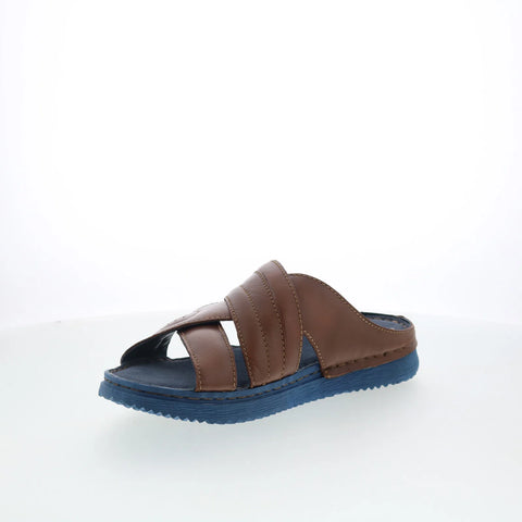 Pajar Como 47000 Mens Brown Leather Slip On Slides Sandals Shoes