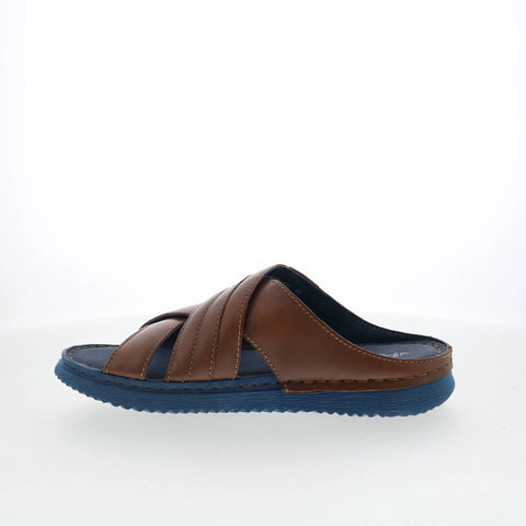 Pajar Como 47000 Mens Brown Leather Slip On Slides Sandals Shoes