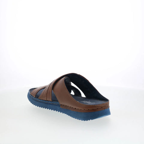 Pajar Como 47000 Mens Brown Leather Slip On Slides Sandals Shoes