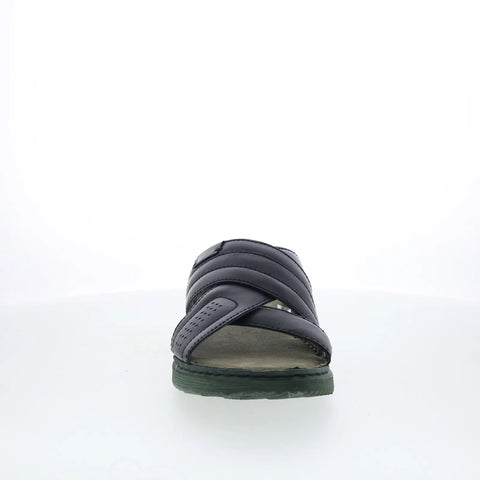 Pajar Como 47002 Mens Black Leather Slip On Slides Sandals Shoes