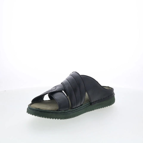 Pajar Como 47002 Mens Black Leather Slip On Slides Sandals Shoes