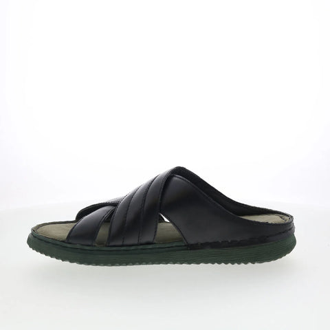 Pajar Como 47002 Mens Black Leather Slip On Slides Sandals Shoes