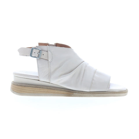Miz Mooz Conor Womens Beige Leather Zipper Slingback Sandals Shoes