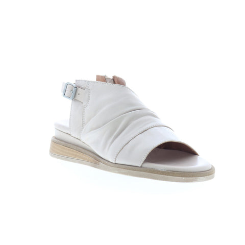 Miz Mooz Conor Womens Beige Leather Zipper Slingback Sandals Shoes