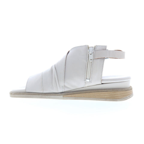 Miz Mooz Conor Womens Beige Leather Zipper Slingback Sandals Shoes