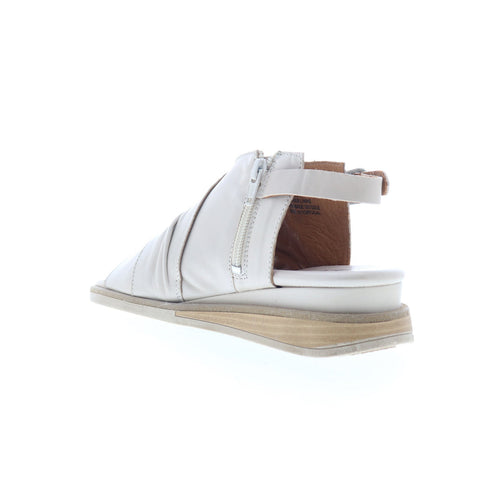 Miz Mooz Conor Womens Beige Leather Zipper Slingback Sandals Shoes