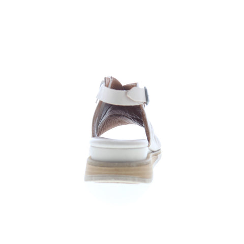 Miz Mooz Conor Womens Beige Leather Zipper Slingback Sandals Shoes