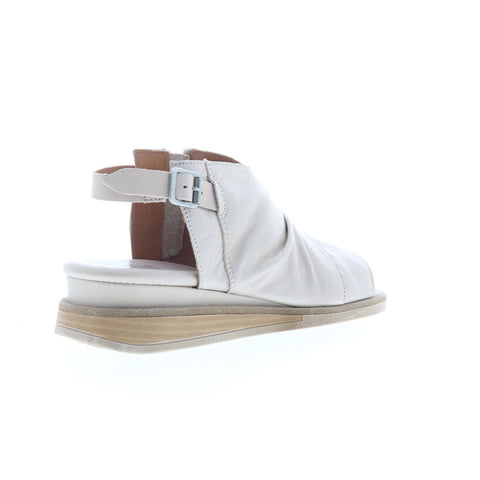 Miz Mooz Conor Womens Beige Leather Zipper Slingback Sandals Shoes