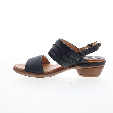 Miz Mooz Constance Womens Black Leather Hook & Loop Strap Sandals Shoes