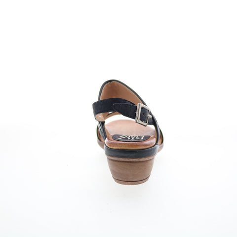 Miz Mooz Constance Womens Black Leather Hook & Loop Strap Sandals Shoes