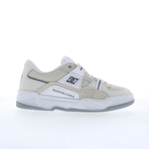 DC Construct ADYS100822-OWH Mens Beige Leather Skate Inspired Sneakers Shoes