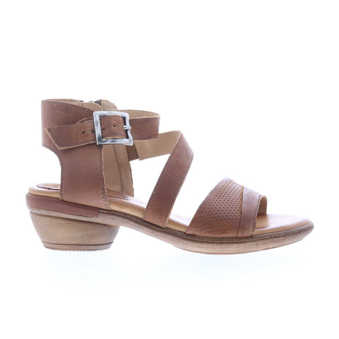 Miz Mooz Coolidge Womens Brown Leather Hook & Loop Heeled Sandals Shoes