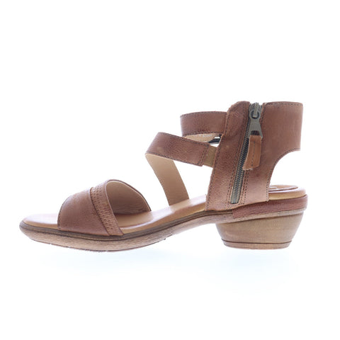 Miz Mooz Coolidge Womens Brown Leather Hook & Loop Heeled Sandals Shoes