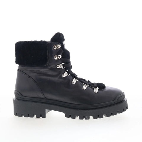 Aquatalia Coralie TW5CRLA24 Womens Black Leather Lace Up Ankle & Booties Boots
